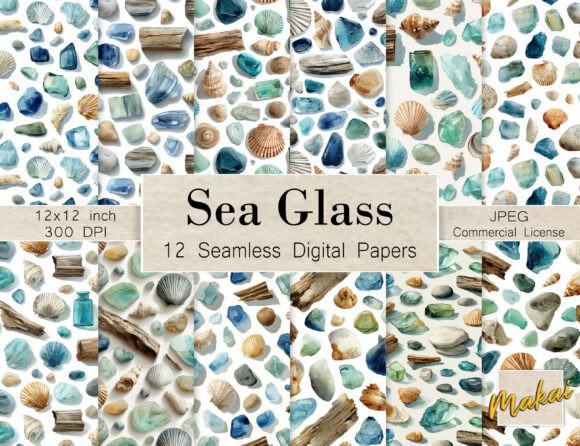 12 Seamless Coastal Beach Glass Pattern