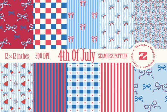 4th of July Seamless Pattern Set: A Patriotic Design Resource for Creative Professionals