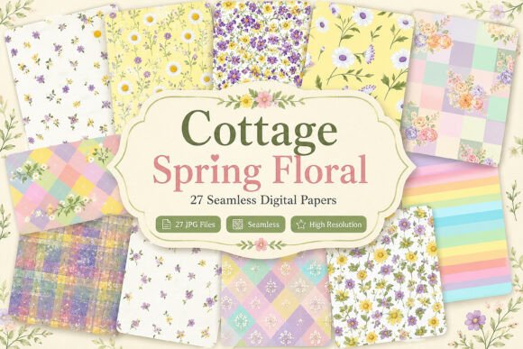Cottage Spring Floral Digital Bundle