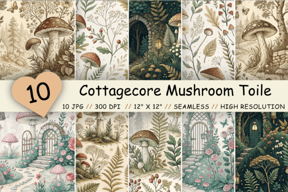 Cottagecore Mushroom Toile Digital Paper: A Strategic Creative Tool