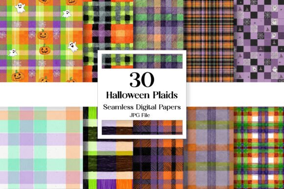 Halloween Plaids Digital Paper: A Fusion of Cozy Autumn Vibes and Spooky Charm