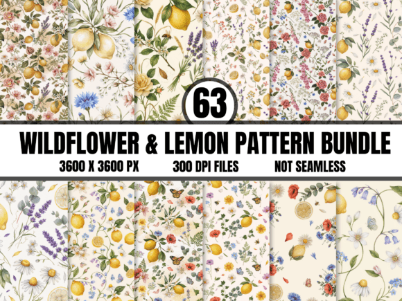 Lemon Wildflower Pattern Bundle