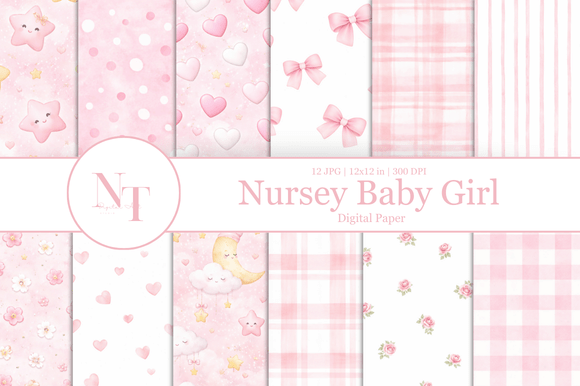 Nursery Baby Girl Digital Paper