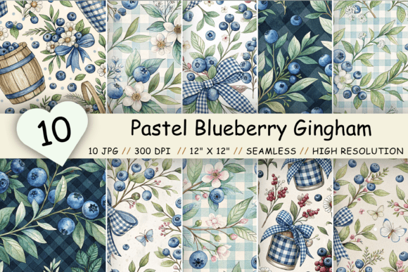 Pastel Blueberry Gingham Digital Paper: A Versatile Design for Creative Projects