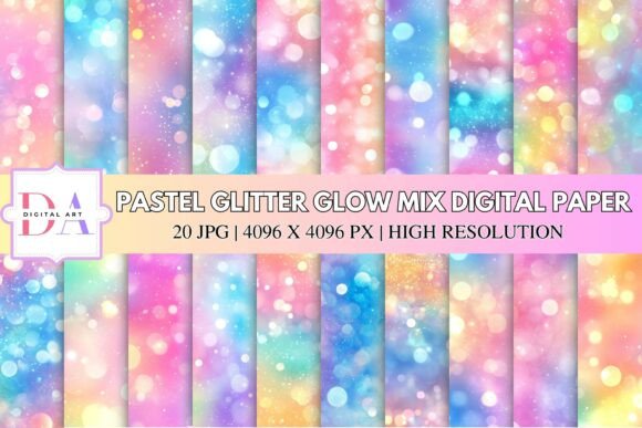 Pastel Glitter Glow Mix Digital Paper: Add Sparkle and Softness to Your Designs