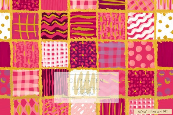 Pink Gold Patchwork Pattern Sublimation: A Vibrant Fusion of Color and Craft