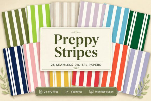 Preppy Stripes Pattern Digital Bundle: A Versatile Design Resource