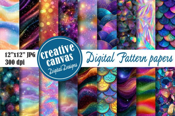 Rainbow Glitter Digital Paper Bundle