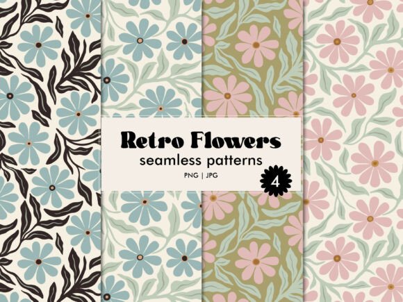 Retro Flowers Seamless Pattern Set: A Timeless Addition to Modern Design
