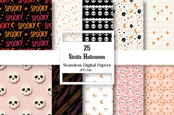 Skulls Halloween Digital Paper