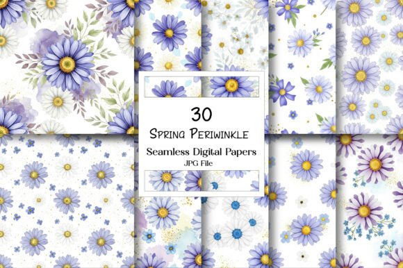 Spring Periwinkle Daisies Papers: A Fresh Take on Floral Design