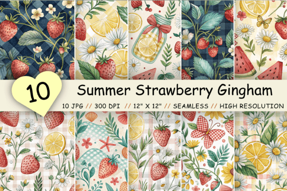 Summer Strawberry Gingham Digital Paper: A Versatile Design for Every Creative Need