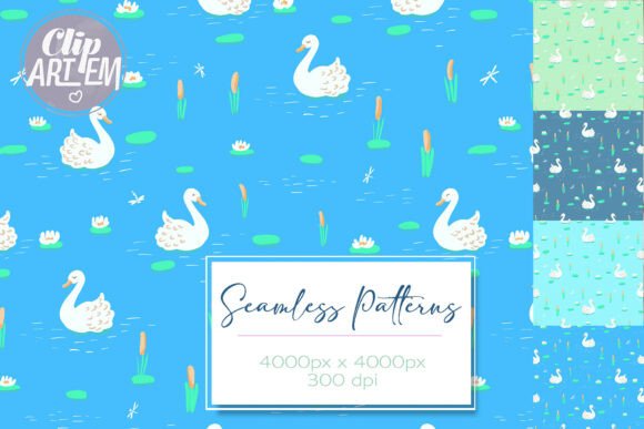 Swan Seamless Pattern for Boys Nursery
