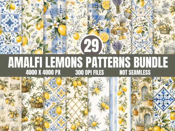 Vintage Amalfi Lemon Digital Paper Bundl: A Creative Resource for Designers