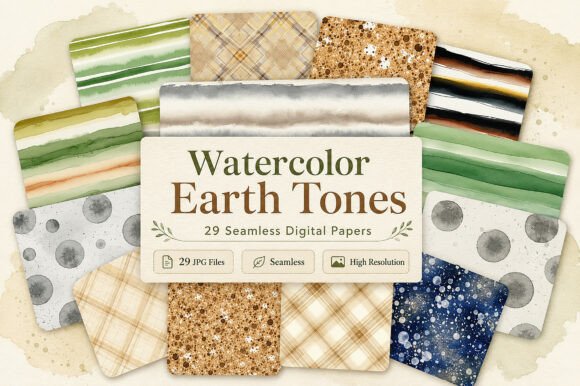 Watercolor Earth Tones Digital Paper: A Natural Touch for Modern Creativity
