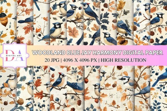 Woodland Blue Jay Harmony Digital Paper